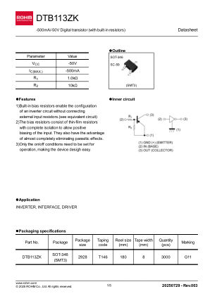 DTB113ZK 数据手册首页