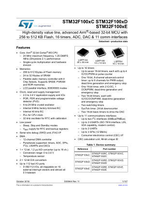 STM32F100RC datasheet cover page