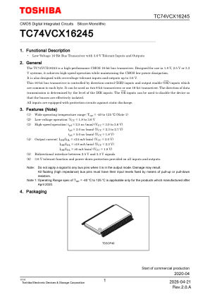 TC74VCX16245 datasheet cover page
