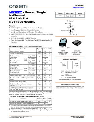 NVTFS007N08HL 数据手册首页
