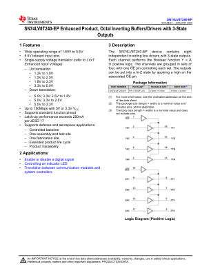 SN74LV8T240-EP datasheet cover page