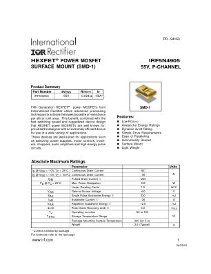 IRF5N4905 datasheet cover page