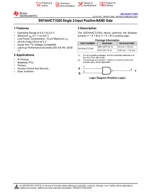SN74AHCT1G00 数据手册首页