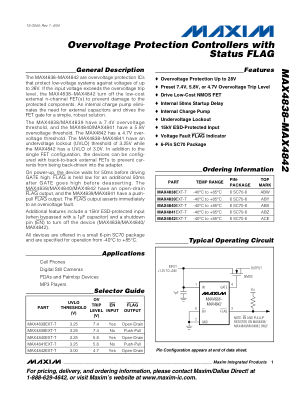 MAX4838-MAX4842 数据手册首页