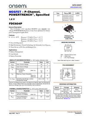 FDC604P 数据手册首页