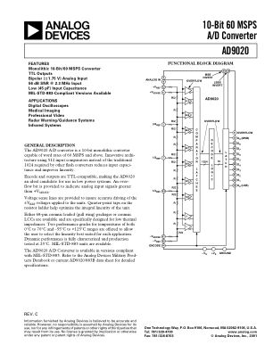 AD9020 数据手册首页