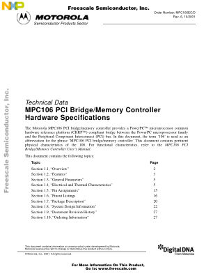 MPC106EC 数据手册首页