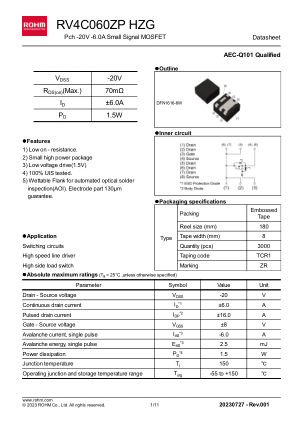 RV4C060ZPHZG 数据手册首页