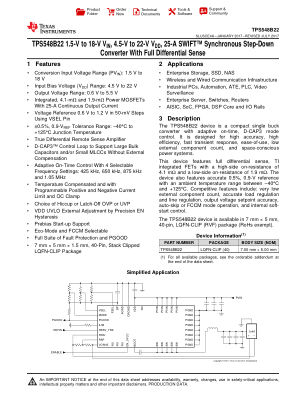 TPS548B22 datasheet cover page