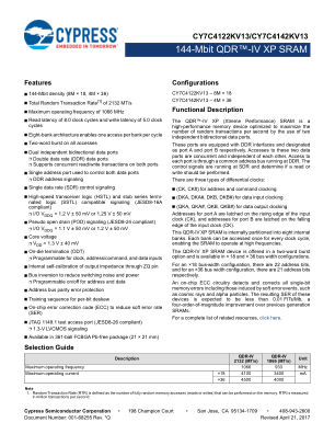CY7C4122KV13 datasheet cover page