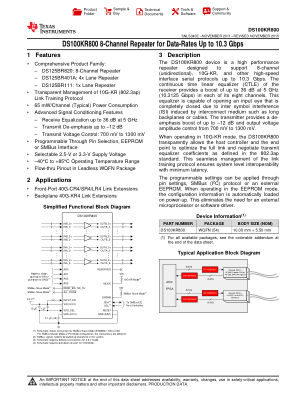 DS100KR800 datasheet cover page