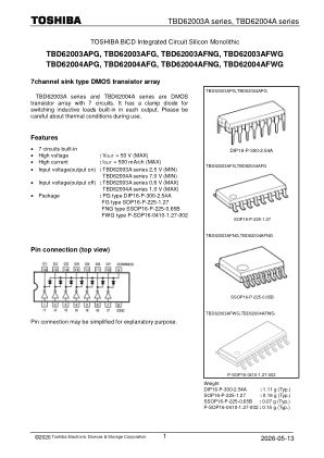 TBD62003AFG 数据手册首页