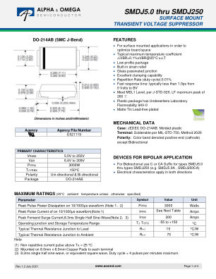 SMDJ220A 数据手册首页