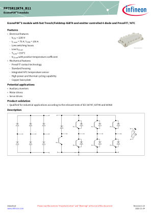 FP75R12KT4-B11 数据手册首页