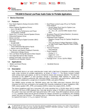 TWL6040 datasheet cover page