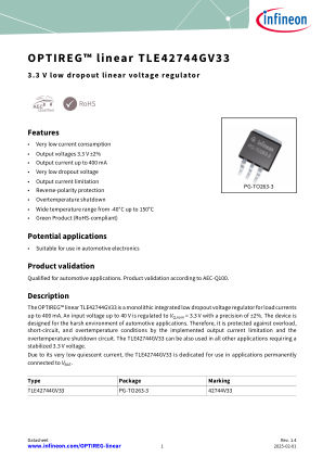 TLE42744G-V33 datasheet cover page