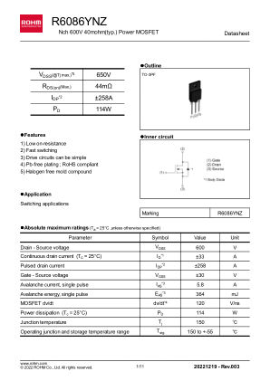 R6086YNZ 数据手册首页