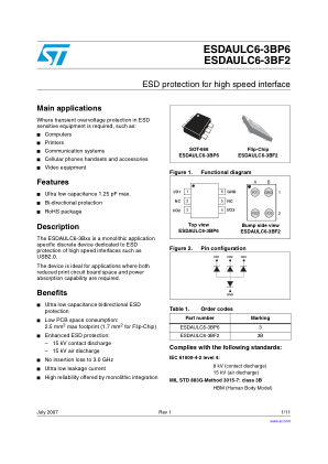 ESDAULC6-3BP6 datasheet cover page