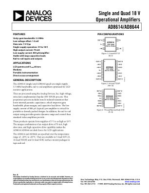 AD8614 数据手册首页
