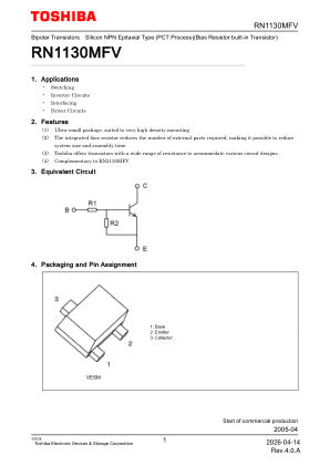 RN1130MFV 数据手册首页