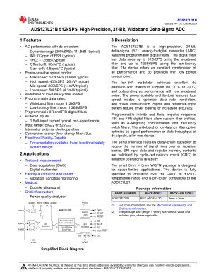 ADS127L21B datasheet cover page