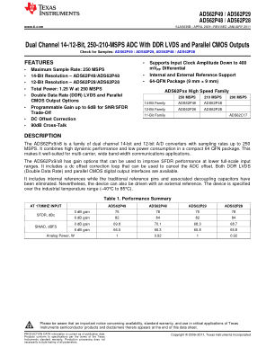 ADS62P49 数据手册首页