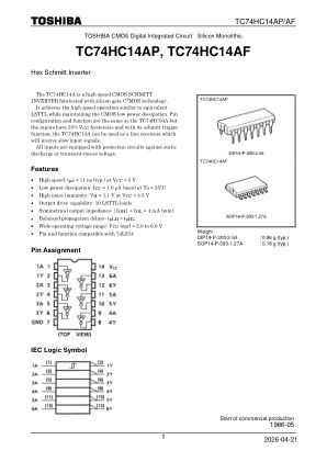 TC74HC14AP datasheet cover page