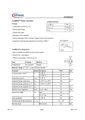 IPA50R520CP 数据手册首页