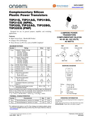 TIP31A datasheet cover page