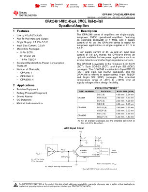 OPA4348 datasheet cover page