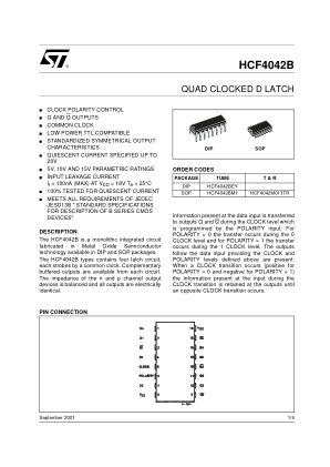 HCF4042 datasheet cover page