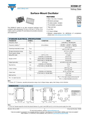 XOSM57 datasheet cover page