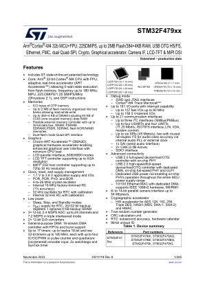 STM32F479AI 数据手册首页