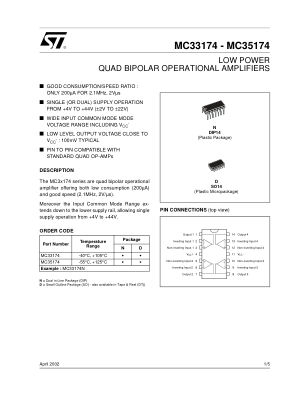MC33174 datasheet cover page