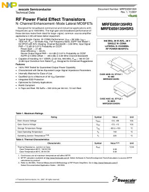 MRFE6S9135H datasheet cover page