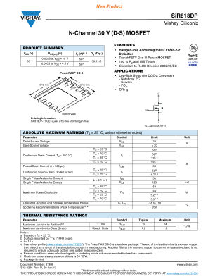SIR818DP 数据手册首页