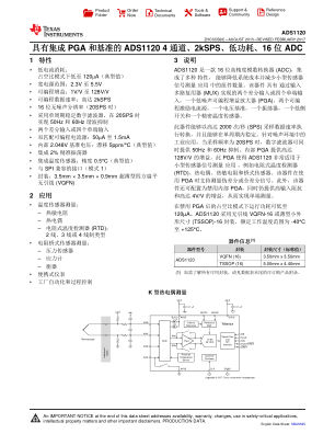 ADS1120 数据手册首页