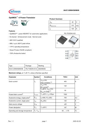 IAUC120N04S6N006 数据手册首页