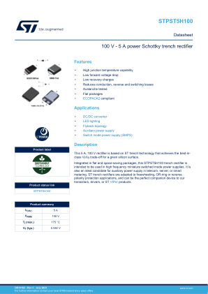 STPST5H100 datasheet cover page