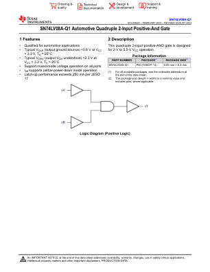 SN74LV08A-Q1 数据手册首页