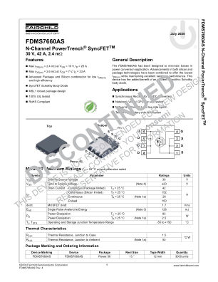 FDMS7660AS datasheet cover page