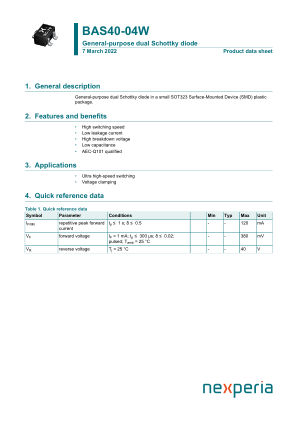 BAS40-04W datasheet cover page
