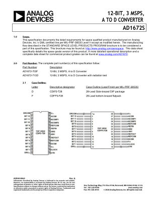 AD1672S datasheet cover page