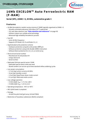 CY15V116QN datasheet cover page