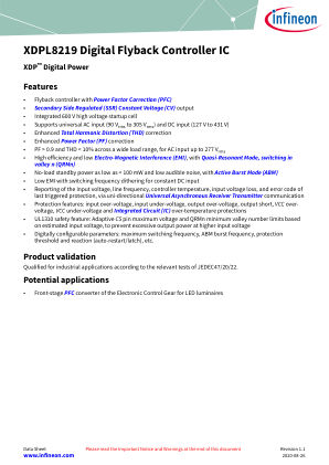 XDPL8219 datasheet cover page
