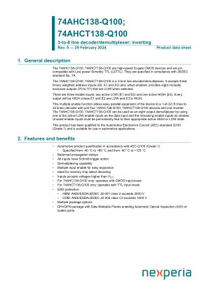74AHCT138PW-Q100J datasheet cover page