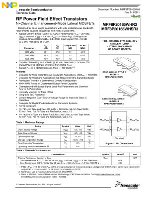 MRF8P20165WH datasheet cover page