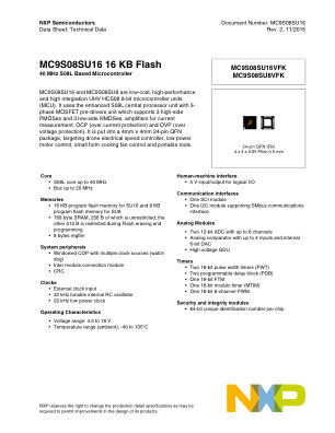 MC9S08SU16 datasheet cover page