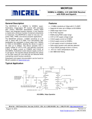 MICRF220AYQS 数据手册首页
