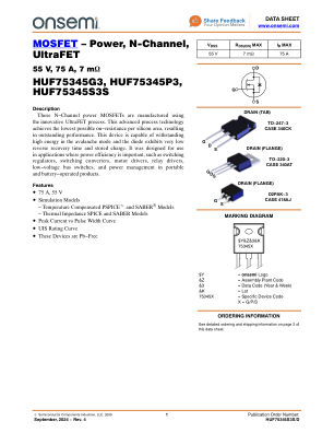 HUF75345S3S datasheet cover page